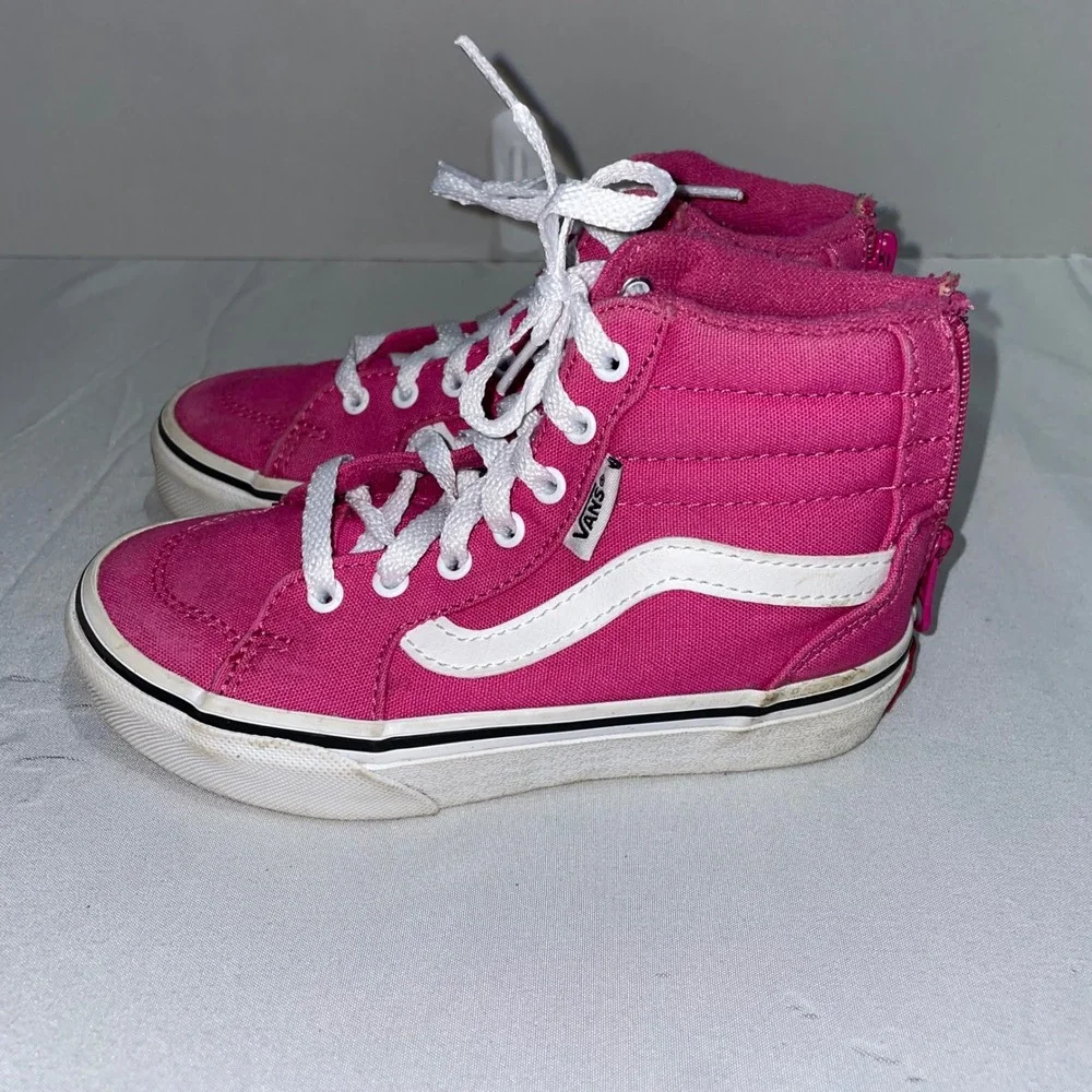 Vans‎ Sk8-Hi Zip Pink High Top Sneakers Kids Size 11 Missy Canvas Skate Shoes